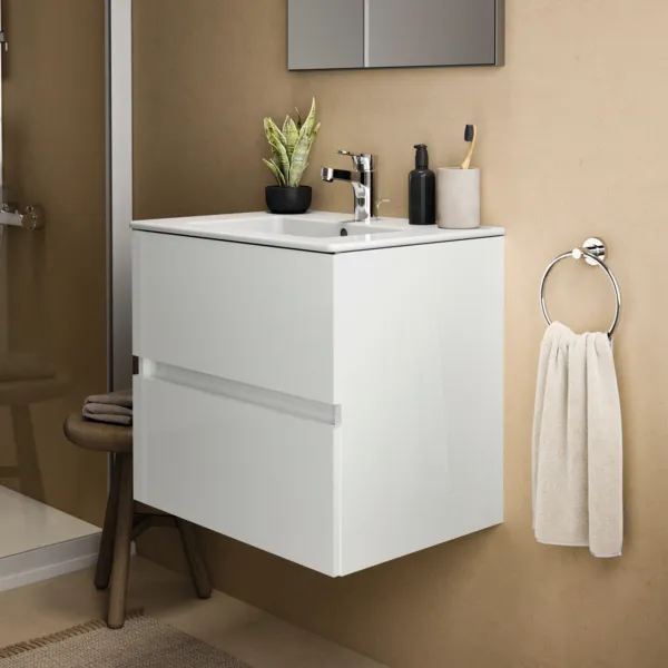 Ideal Standard Waschtischunterschrank „Eurovit+“ 60 × 55 × 44 cm Hochglanz weiß lackiert