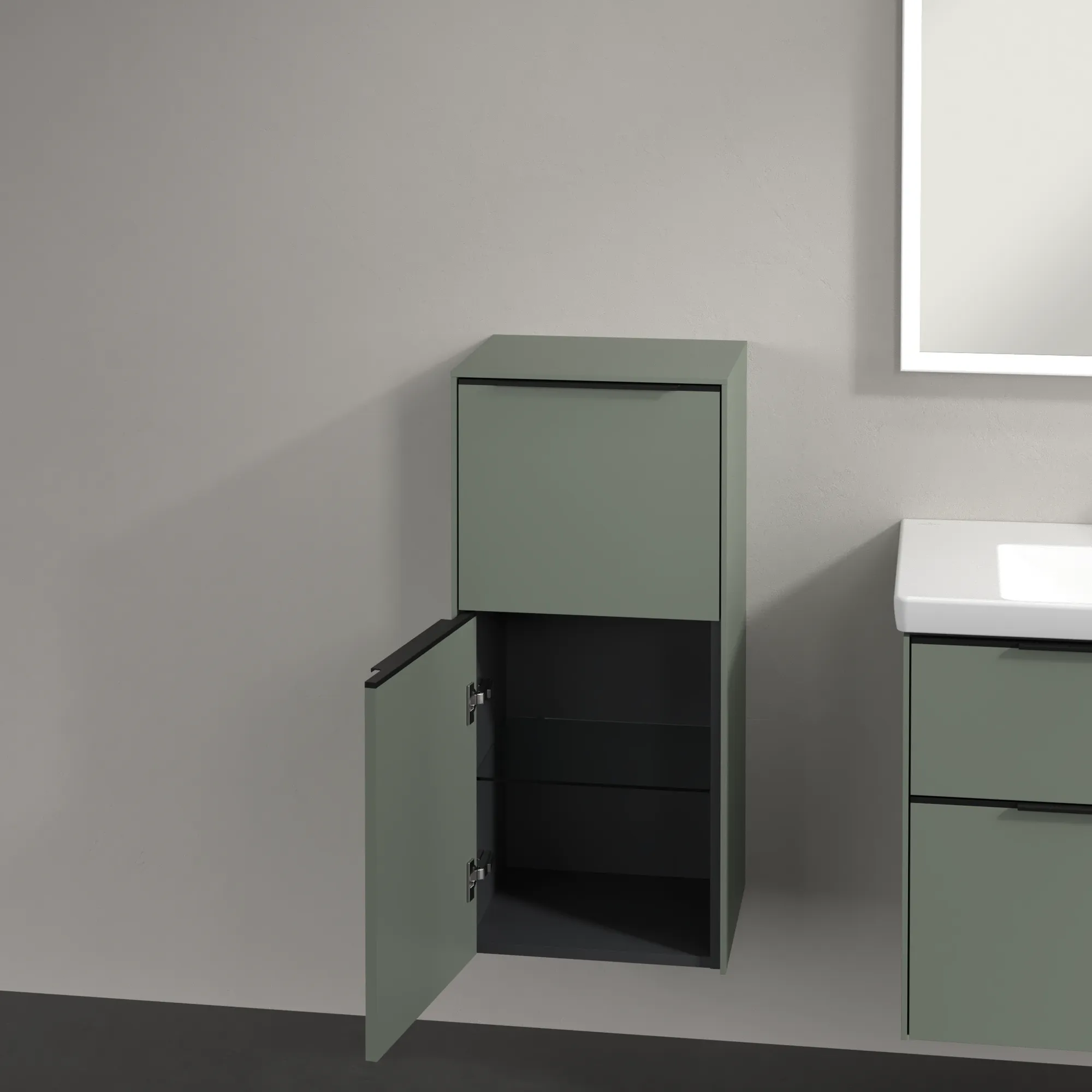 Villeroy & Boch Seitenschrank „Subway 3.0“ 40 × 86 × 36,2 × 36,2 cm 1 Auszug, 1 Tür, Anschlag (Scharnier) links, 1 Tür, Anschlag links