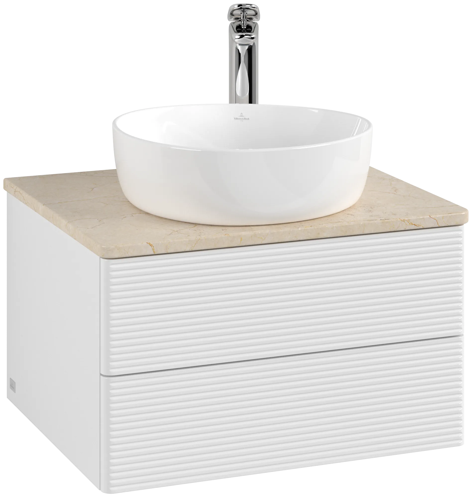 Villeroy & Boch Antao Waschbeckenunterschrank L18_5, 600x360x500mm, Glossy White Lacquer / Botticino