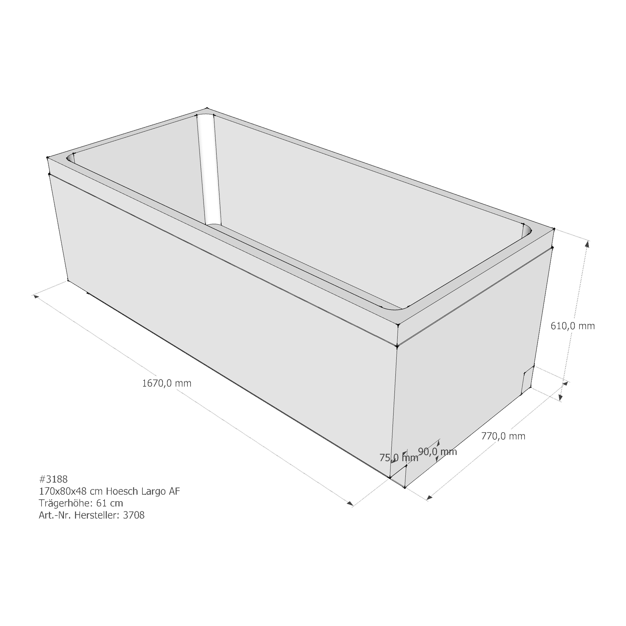 Badewannenträger für Hoesch Largo 170 × 80 × 48 cm Breite: 80 cm / Länge: 170 cm Badewannenträger für Hoesch Largo 170 × 80 × 48 cm Breite: 80 cm / Länge: 170 cm