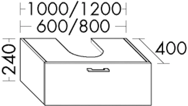 Waschtischunterschrank Sys30 von burgbad - 400x600x240 mm, 1 Schublade, inkl. Metallkonsolen