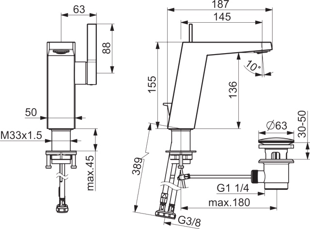 Einhebelmischer Waschtischbatterie „Loft“ in Chrom Einhebelmischer Waschtischbatterie „Loft“ in Chrom