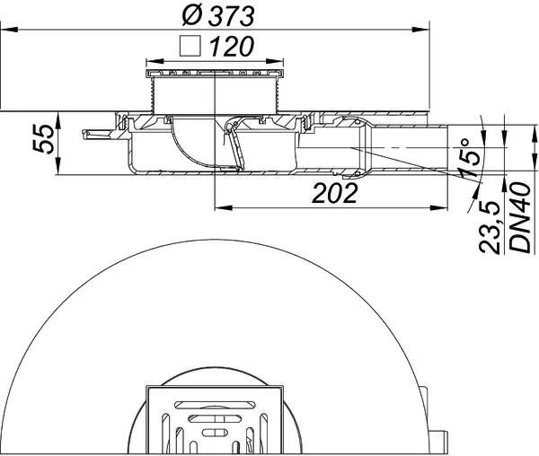 Dallmer Bodenablauf DallDrain Pure Plan OM, DN 40, 120x120mm