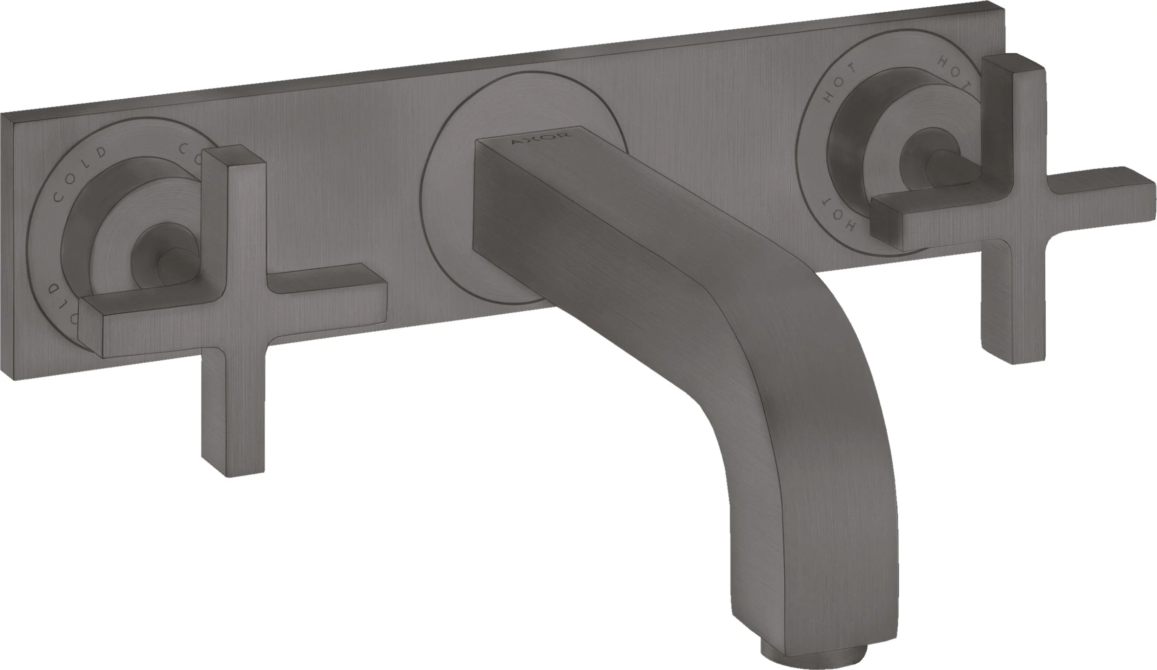 Hansgrohe AXOR Citterio 3-Loch Waschtischarmatur Unterputz, Brushed Black Chrome, Ausladung 226 mm, Kreuzgriff, Normalstrahl