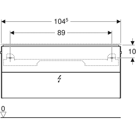 ONE Unterschrank für Waschtisch, mit zwei Schubladen, verkürzte Ausladung: 104.5x46.5x39.5cm, weiß