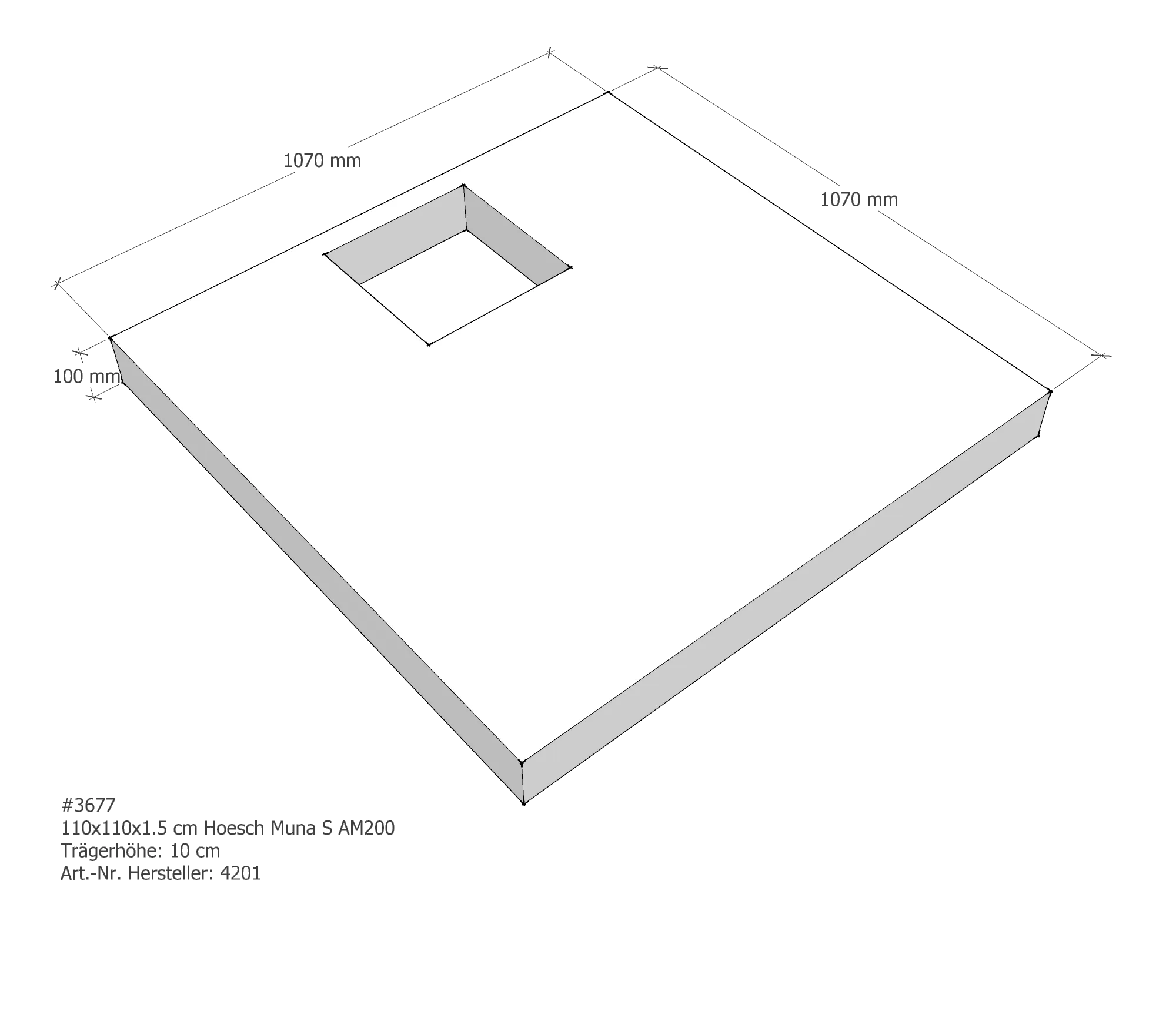 Duschwannenträger für Hoesch Muna S 110 × 110 × 1,5 cm Duschwannenträger für Hoesch Muna S 110 × 110 × 1,5 cm