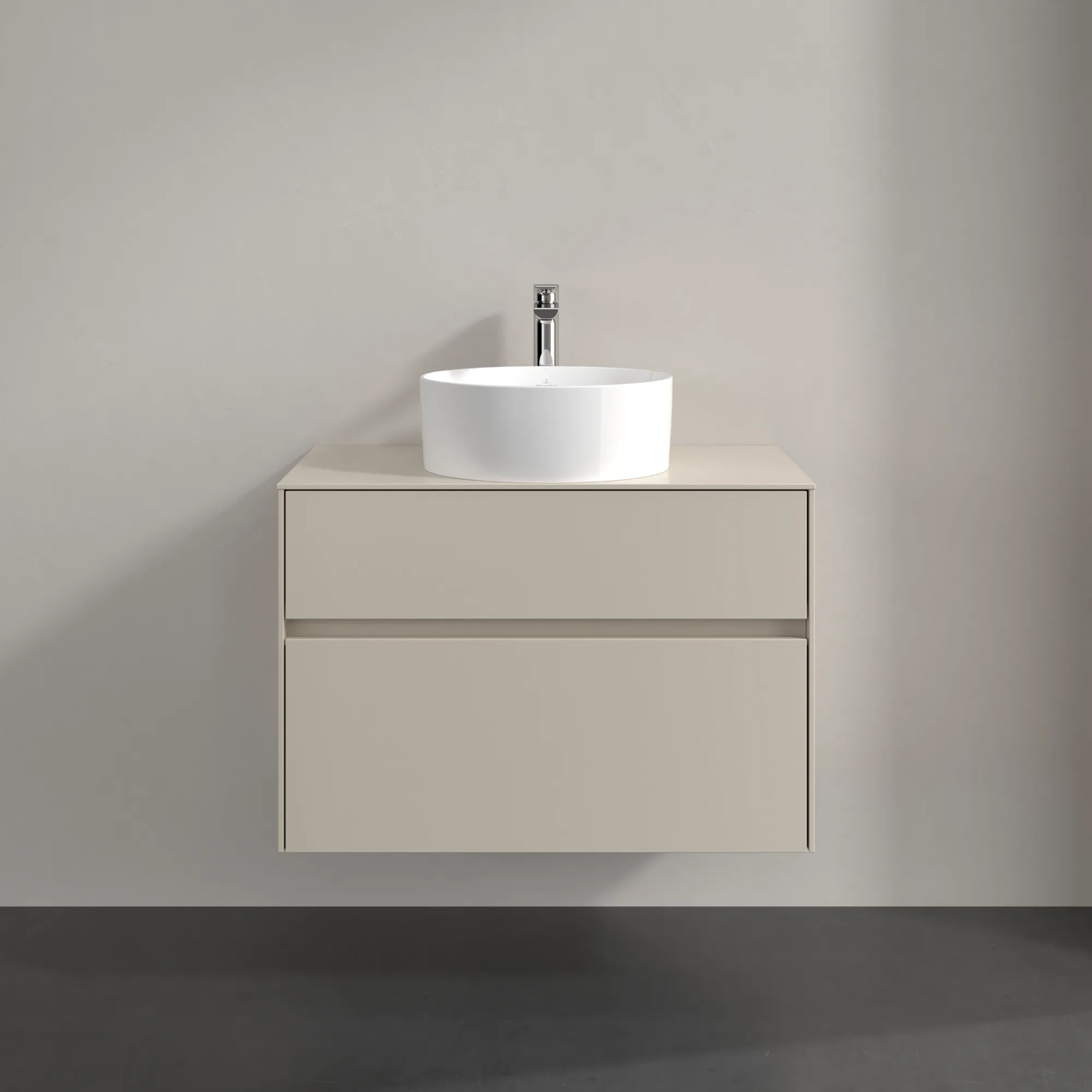 Villeroy & Boch Waschbeckenunterschrank Collaro C037B0, Cashmere Grey, 800x548x500 mm, mit Beleuchtung und SoftClosing, für Aufsatzwaschbecken