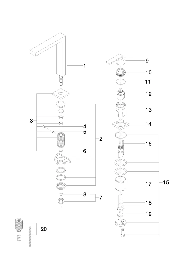 Dornbracht LOT BAR TAP Zweilochbatterie mit Einzelrosetten Dark Platinum gebürstet Dornbracht LOT BAR TAP Zweilochbatterie mit Einzelrosetten Dark Platinum gebürstet
