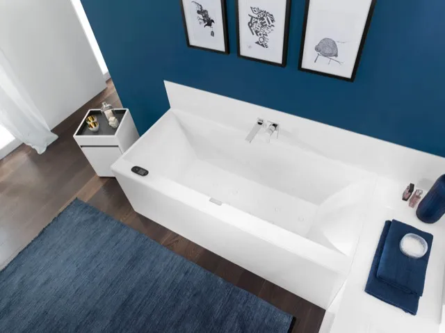 Villeroy & Boch Badewanne „Squaro Edge 12“ rechteck 170 × 75 cm, Mittelablauf in Weiß Alpin