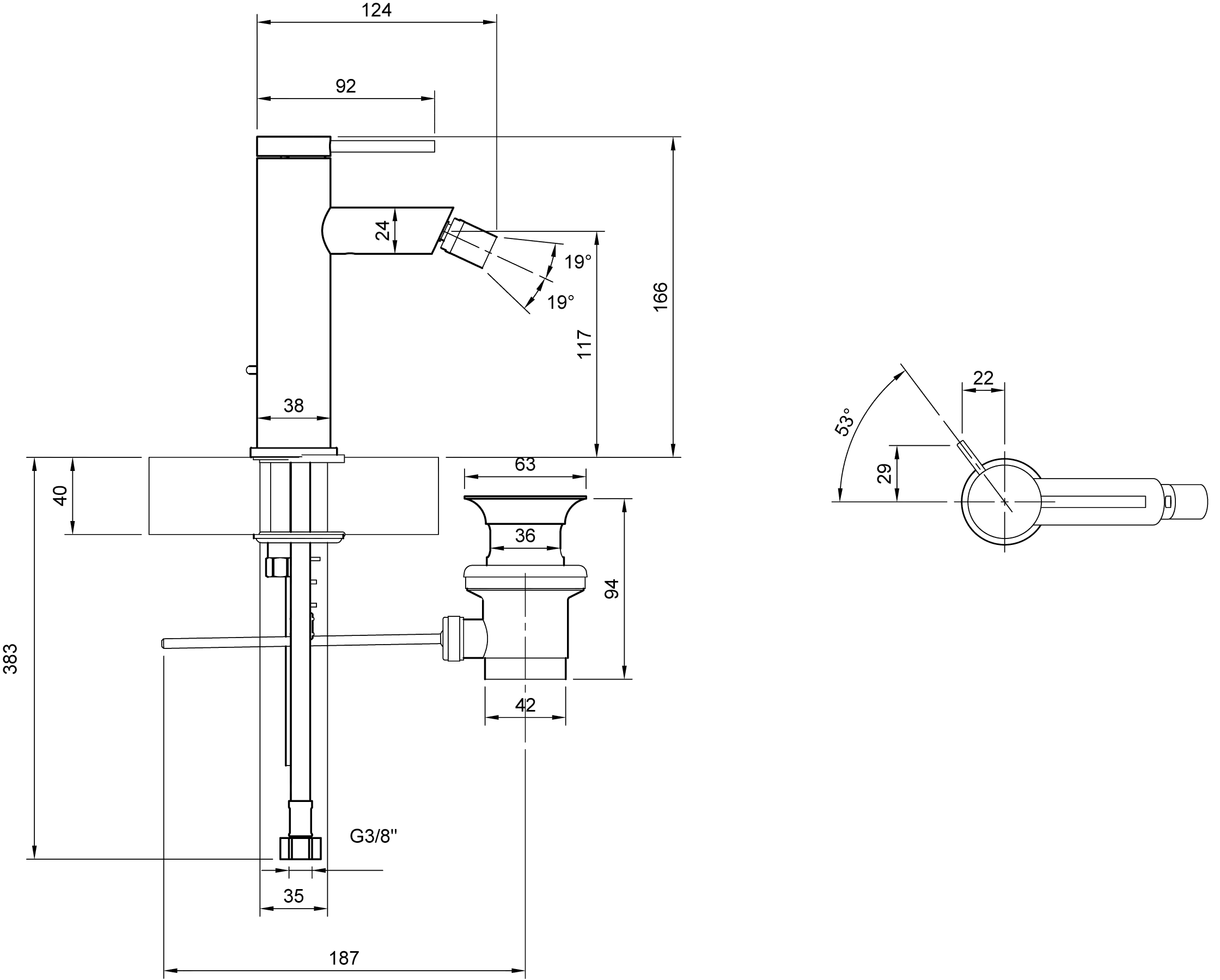 Einhebel-Bidetarmatur Loop & Friends T106201153, 38 x 166 x 124 mm, Chrom Einhebel-Bidetarmatur Loop & Friends T106201153, 38 x 166 x 124 mm, Chrom