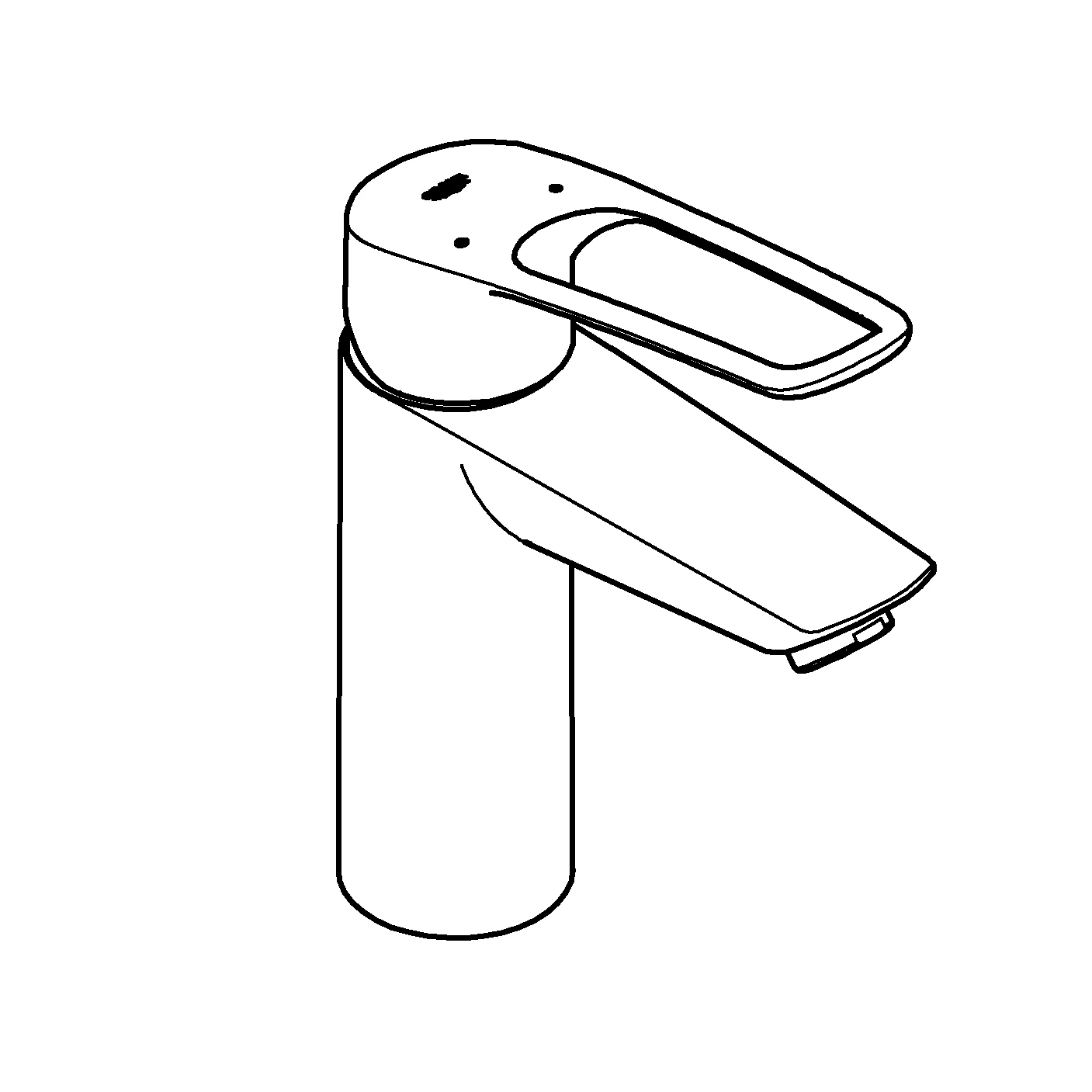 Einhand-Waschtischbatterie Eurosmart 23981_3, M-Size, offener Metall-Hebelgriff, Einlochmontage, Temperaturbegrenzer, glatter Körper mit Push-open Ablaufgarnitur, chrom