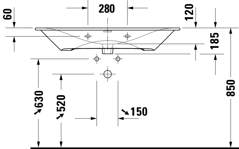 Möbelwaschtisch Viu 1030mm, Weiß mit ÜL, mit HLB, 1 HL