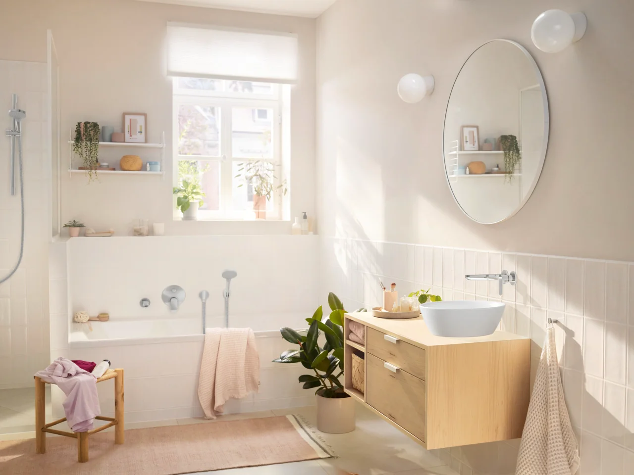 Hansgrohe Rebris S Einhebel-Wannenmischer Unterputz, Chrom, 2 Verbraucher, Keramikmischsystem, einstellbare Temperaturbegrenzung, automatische Rückstellung, Schalldämpfer