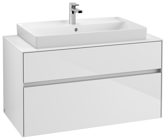 Villeroy & Boch Waschtischunterschrank „Collaro“ für Schrankwaschtisch 100 × 54,8 × 50 cm 2 Auszüge / Schubladen, Waschbecken mittig