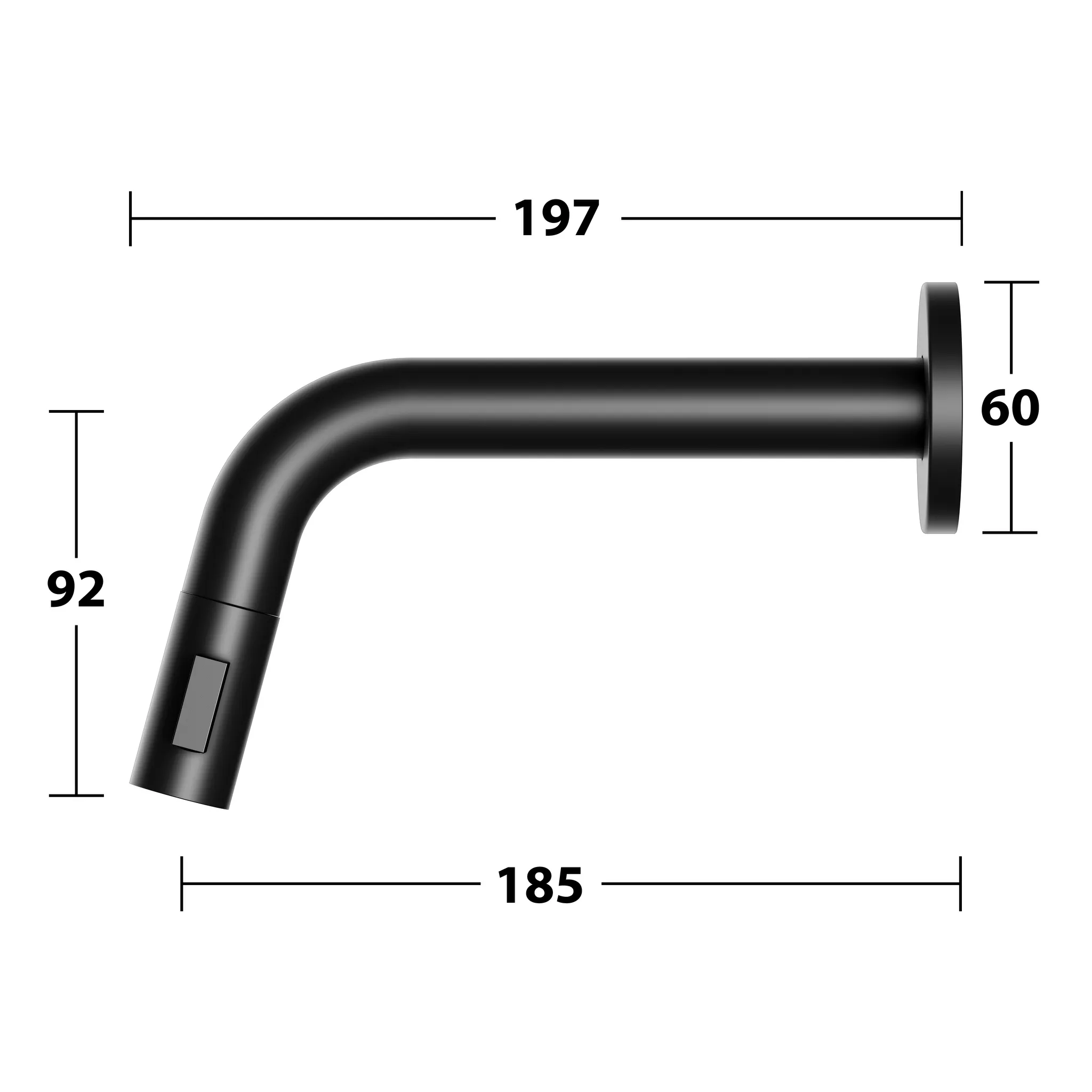 IXMO Wandauslaufventil UP für Wandmontage, rund Ausladung 185 mm / IXMO Soft schwarz matt