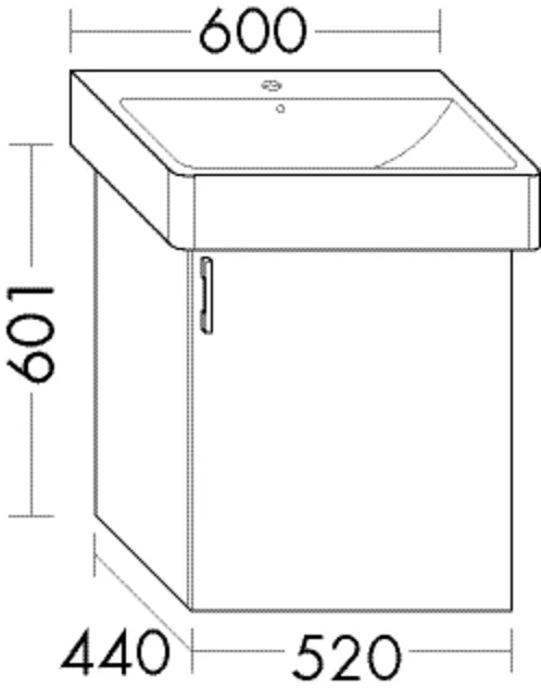 Waschtischunterschrank Sys30 PG1 Aqua von burgbad – 440 mm tief, 520 mm breit, 601 mm hoch, passend zu Geberit Renova Plan 501.636/501.637/501.638/501.639/501.721