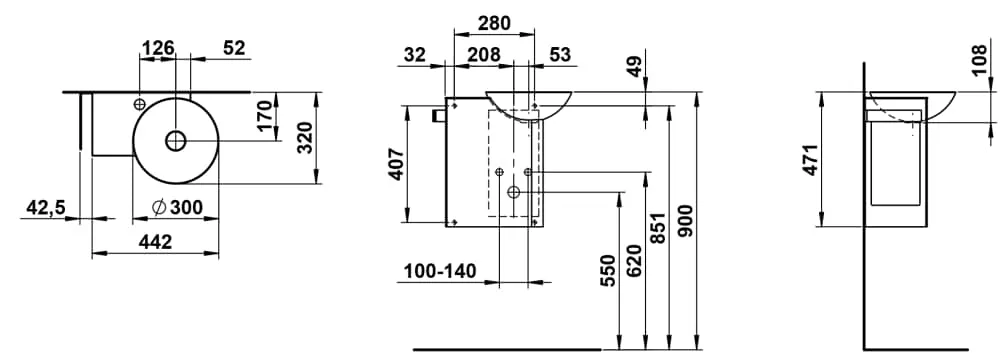 Laufen Waschplatz INSERT 485 x 317 x 470 mm in anthrazit braun Laufen Waschplatz INSERT 485 x 317 x 470 mm in anthrazit braun