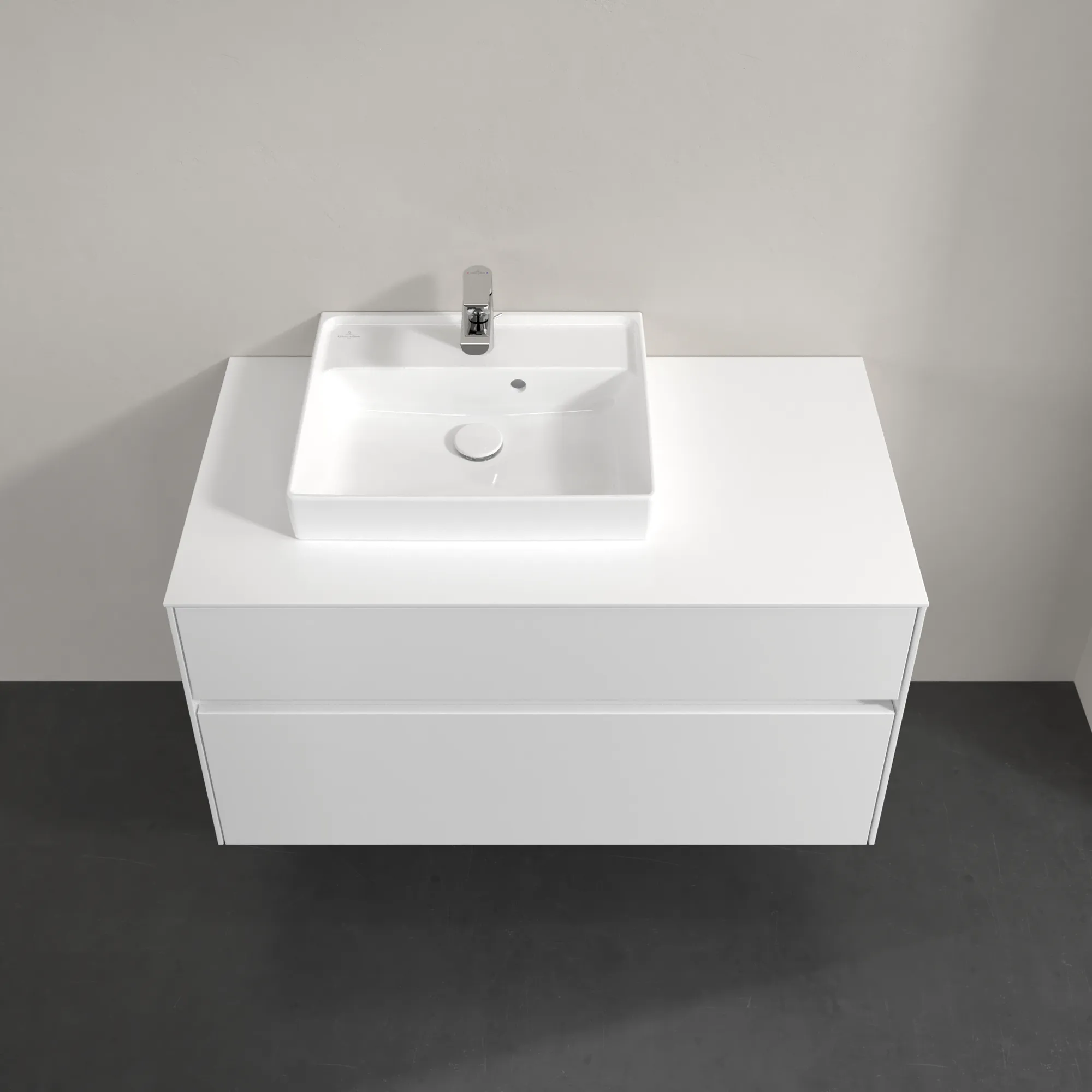 Villeroy & Boch Waschbeckenunterschrank Collaro C01400, Eckig Glossy White, 1000x548x500mm, 2 Auszüge mit SoftClosing, 1 Waschbecken links Villeroy & Boch Waschbeckenunterschrank Collaro C01400, Eckig Glossy White, 1000x548x500mm, 2 Auszüge mit SoftClosing, 1 Waschbecken links