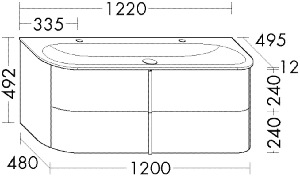 burgbad Badmöbelset „Lavo2.0“ 122 × 49,2 × 49,5 cm vertikaler Griff, Zierleiste und Alufüße chrom, in Rauchgrün Softmatt