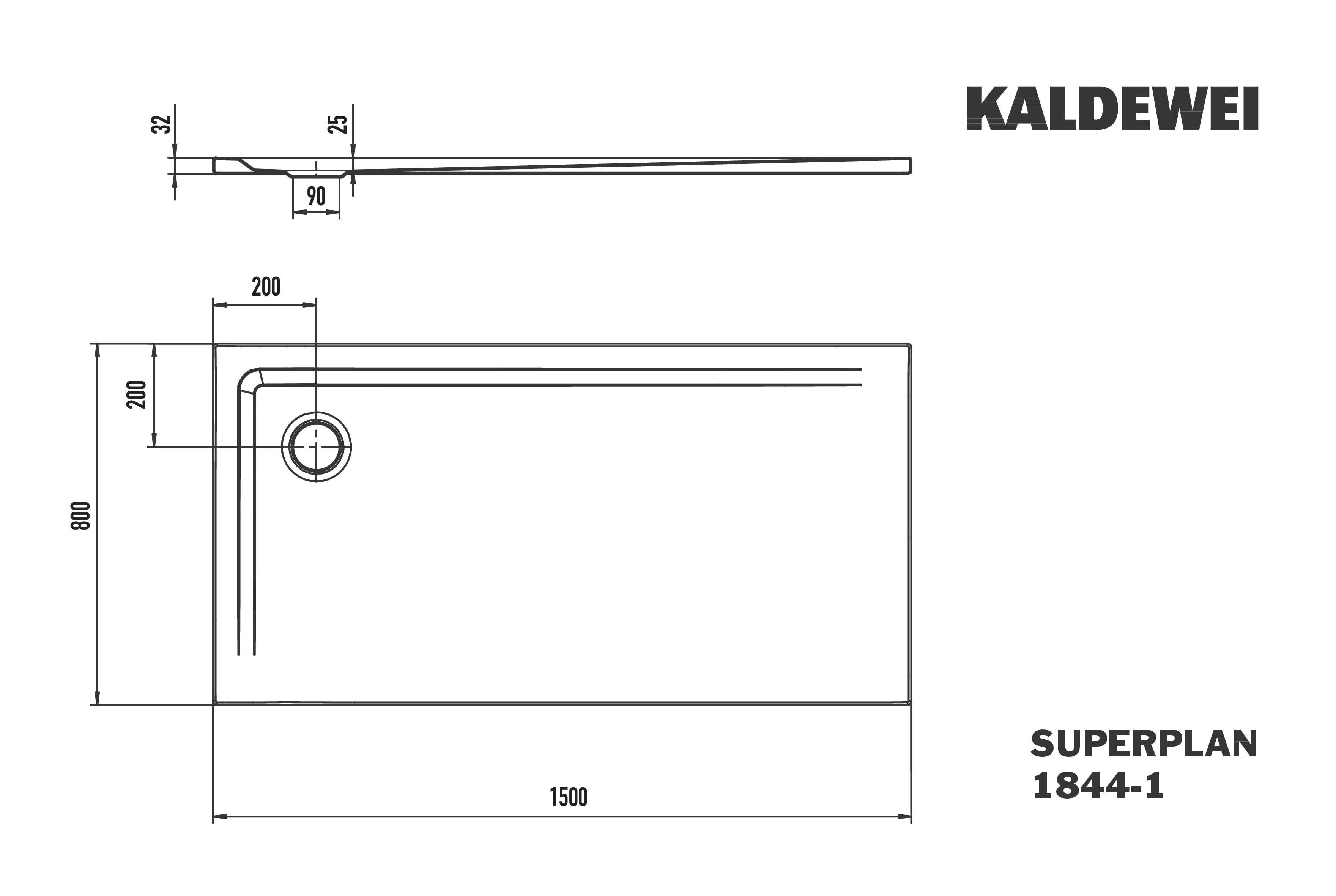Kaldewei Duschwanne „Superplan“ 80 × 150 cm ohne Oberflächenveredelung, in alpinweiß
