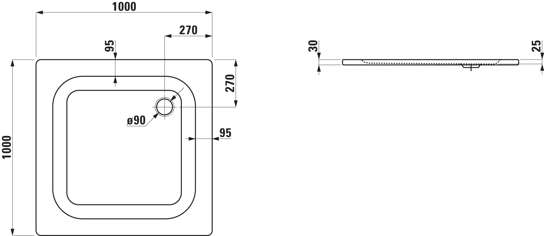 Laufen quadrat Duschwanne „Platina“ 1000 × 1000 mm ohne Oberflächenbeschichtung, ohne Oberflächenveredelung, in Weiß Laufen quadrat Duschwanne „Platina“ 1000 × 1000 mm ohne Oberflächenbeschichtung, ohne Oberflächenveredelung, in Weiß