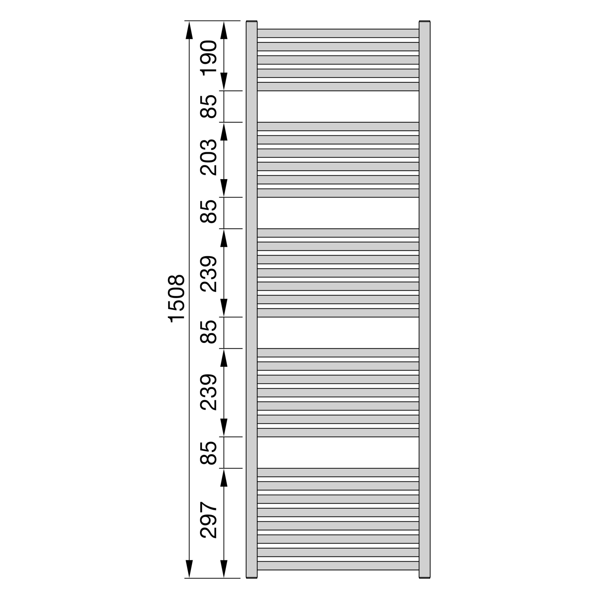 Zehnder Design-Heizkörper „Zeno“ für Warmwasser-Zentralheizung oder gemischten Betrieb einlagig 45 × 150,8 cm in Black Matt