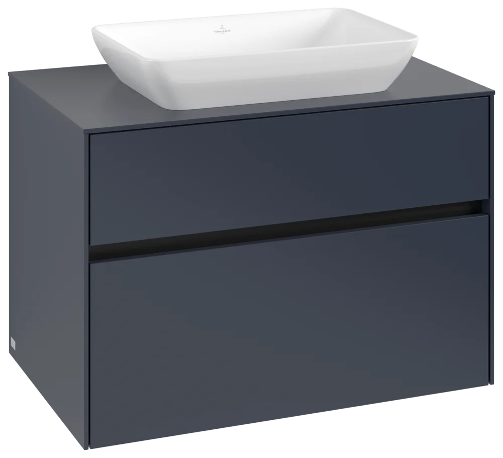 Villeroy & Boch Waschbeckenunterschrank Collaro C10800, Eckig, Marine Blue, 800x548x500 mm, mit SoftClosing, 2 Auszüge
