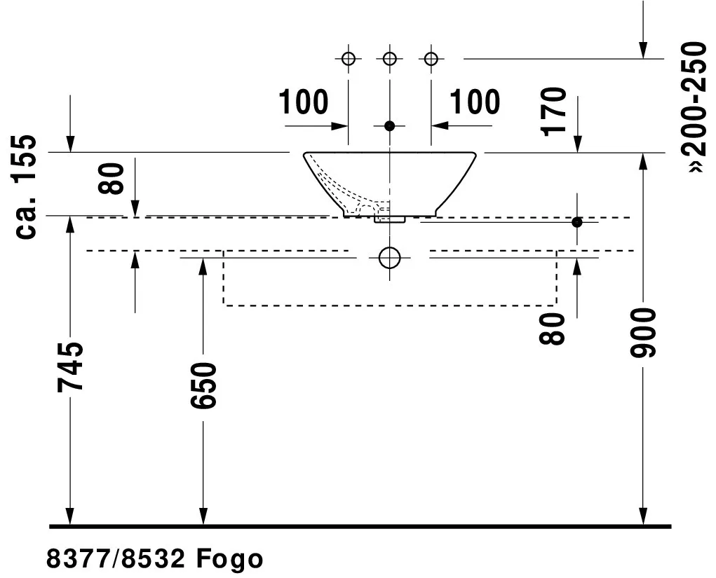 Aufsatzbecken Bacino 420 mm rund, mit ÜL, ohne HLB, weiß