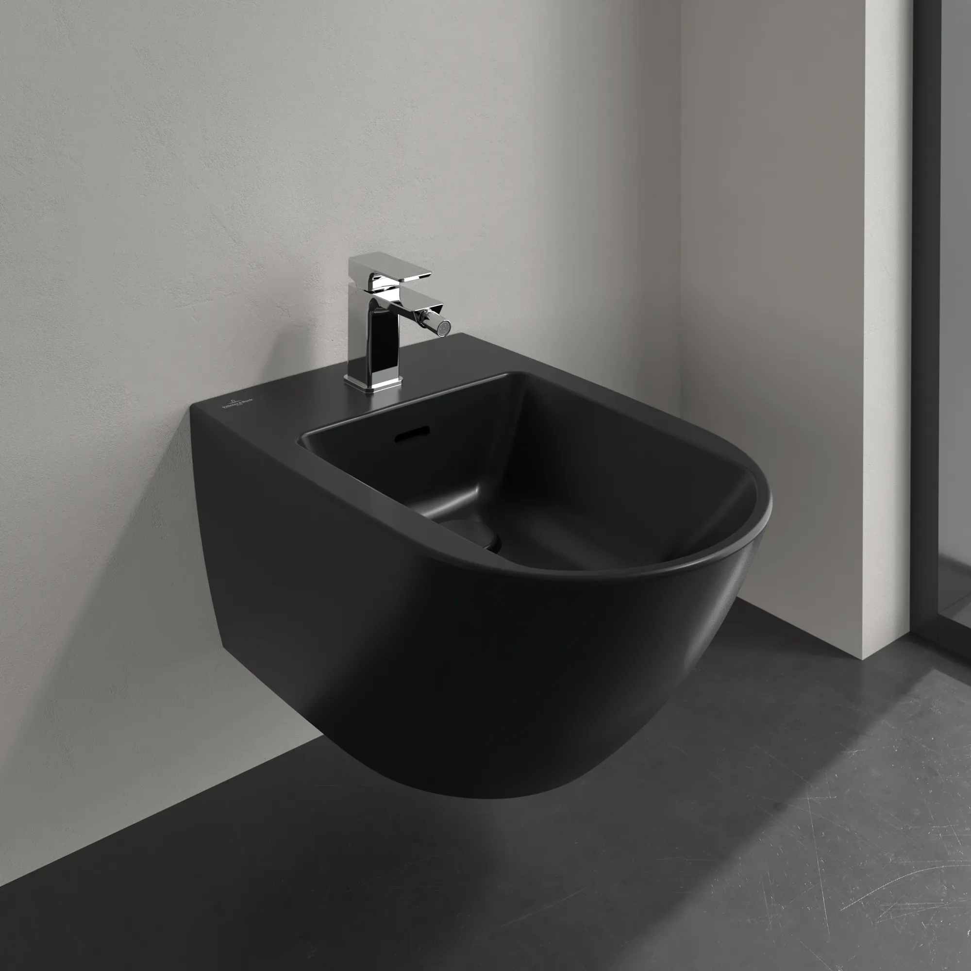 Villeroy & Boch Bidet „Antao“, Befestigung verdeckt 375 × 560 × 270 mm in Pure Black Villeroy & Boch Bidet „Antao“, Befestigung verdeckt 375 × 560 × 270 mm in Pure Black