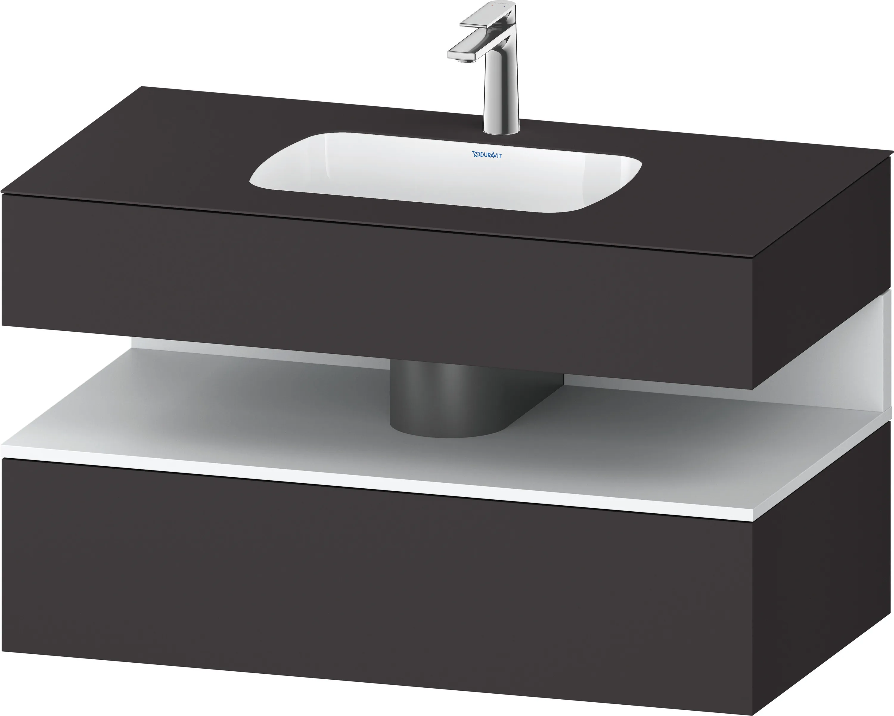 Einbauwaschtisch mit Konsolenwaschtischunterbau „Qatego“ 100 × 55 × 60 cm, ohne Beleuchtung