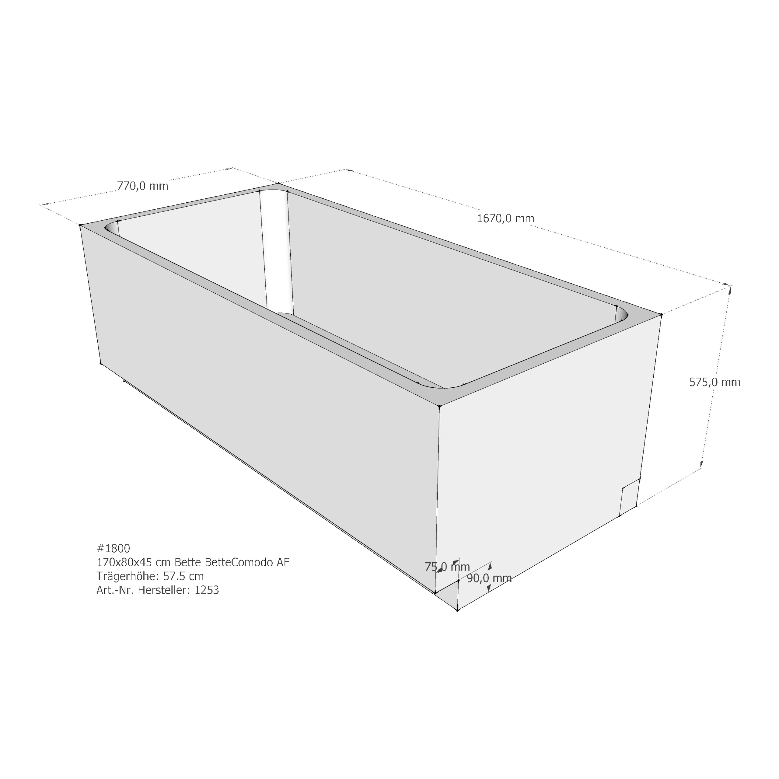 Badewannenträger für Bette Comodo 170 × 80 × 45 cm