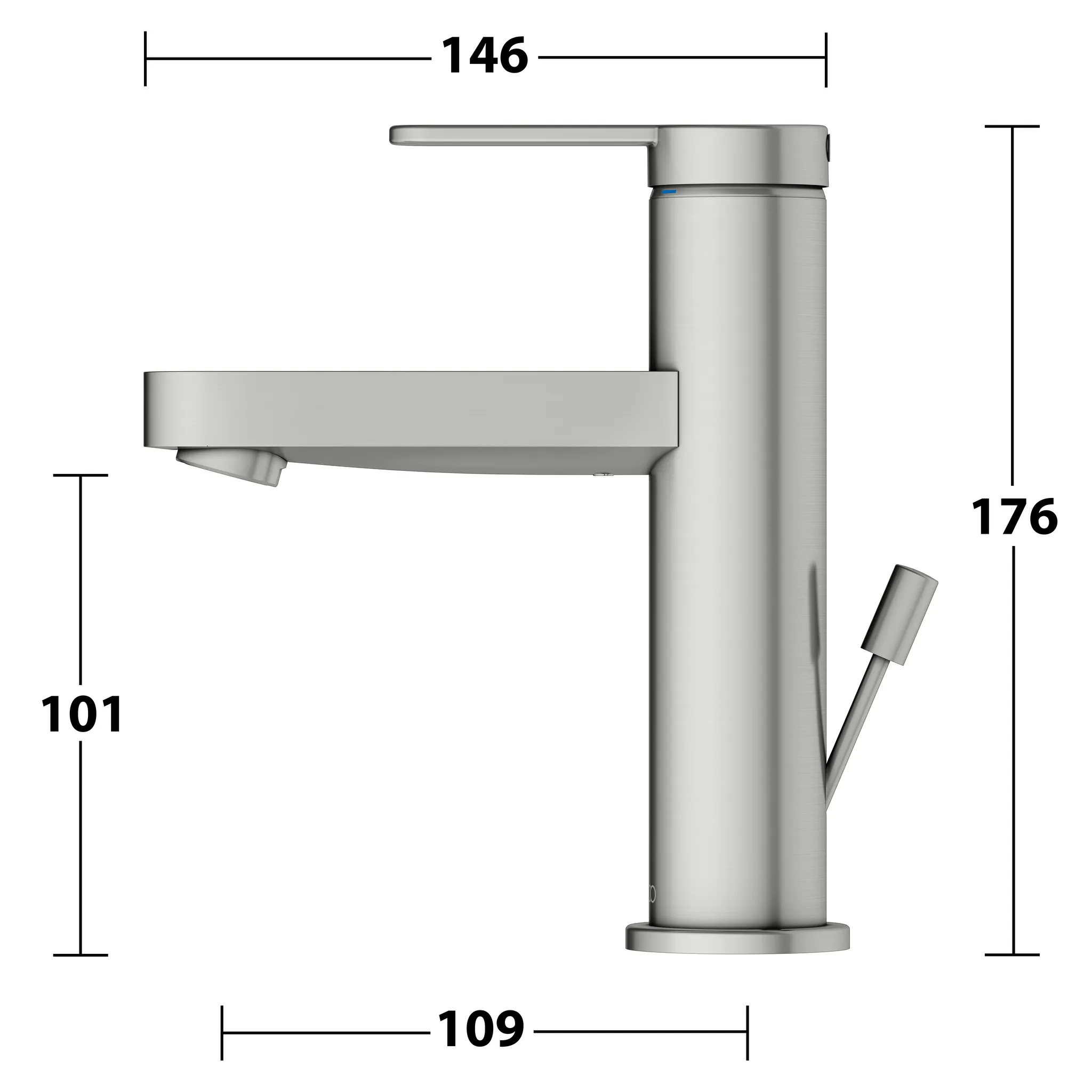 KEUCO IXMO Einhebel-Waschtischmischer 100 IXMO Flat mit Zugstangen-Ablaufgarnitur IXMO Flat, Rosette rund Edelstahl-finish