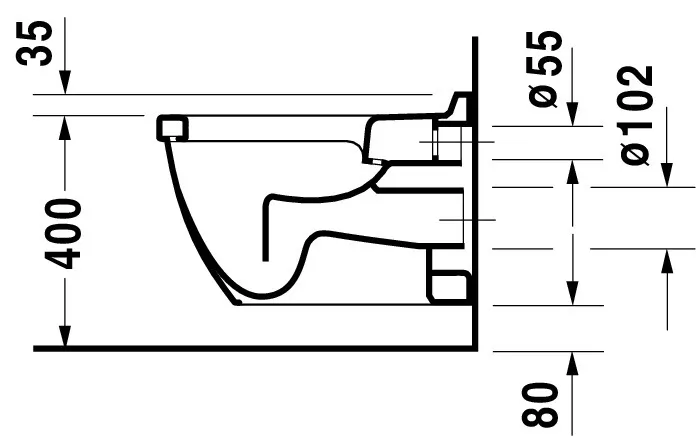 Wand-Flachspül-WC „Starck 3“ 36,5 × 35,5 × 54 cm, Befestigung sichtbar, mit Spülrand