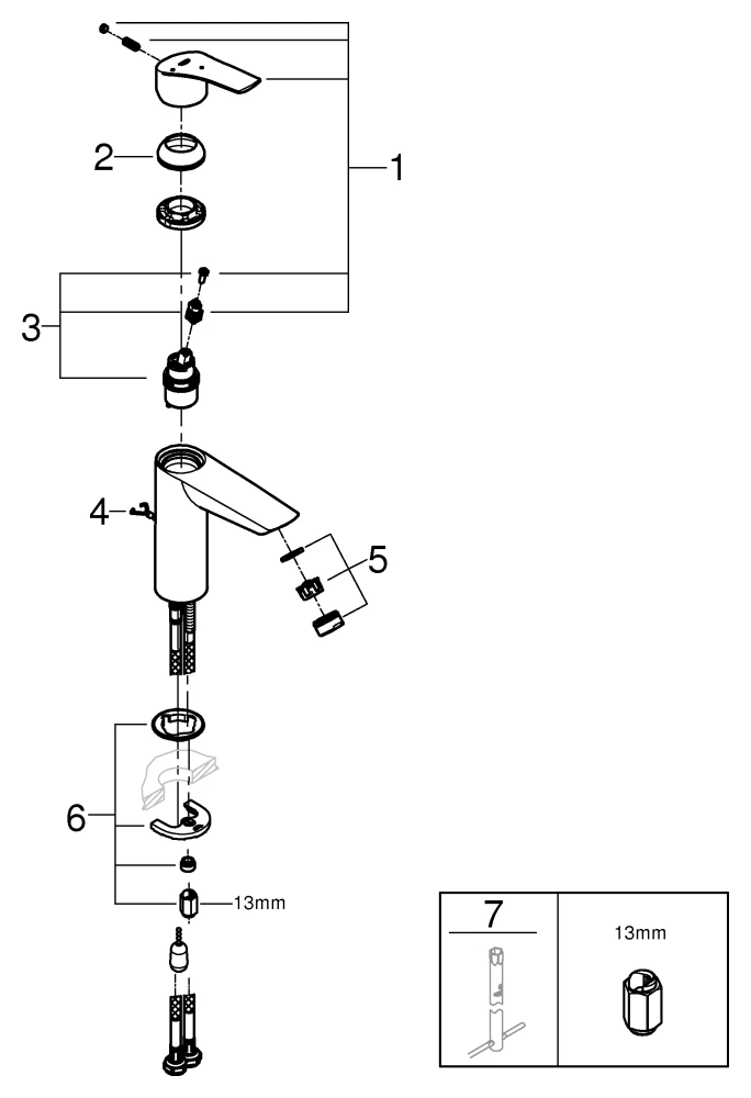 Grohe Eurosmart Professional Einhand-Waschtischbatterie M-Size, Energie-Spar-Funktion Mittelstellung kalt, chrom Grohe Eurosmart Professional Einhand-Waschtischbatterie M-Size, Energie-Spar-Funktion Mittelstellung kalt, chrom