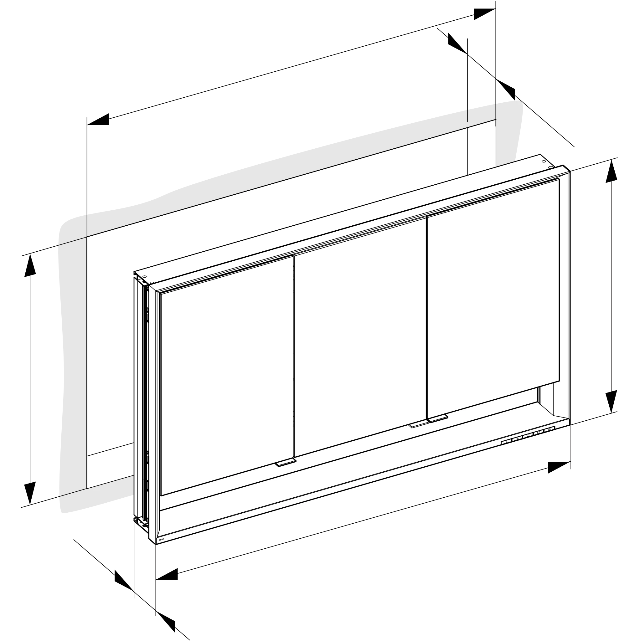 KEUCO Wandeinbau Spiegelschrank mit offenem Ablagefach „Royal Lumos“ in Silber (eloxiert), Unterputz, mit Steckdosen, ohne Spiegelheizung 1200 × 735 × 130 mm