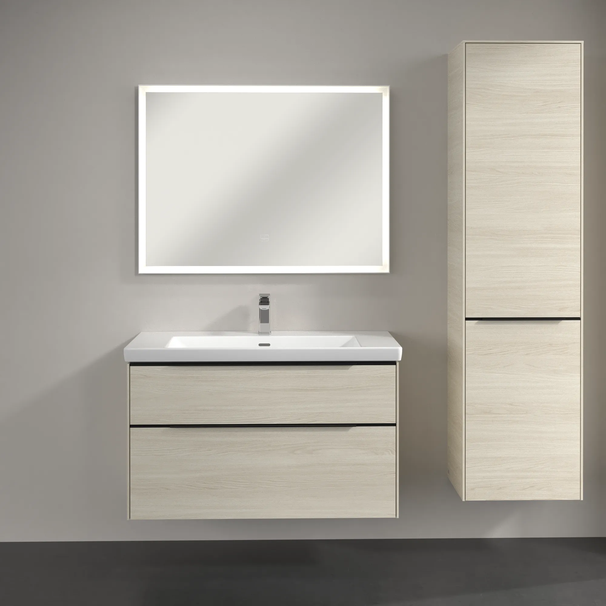 Villeroy & Boch Hochschrank mit Wäschekorb-Klappe „Subway 3.0“ 45 × 171 × 36,2 × 36,2 cm 1 Tür, 1 Wäscheklappe, 1 × fixer Fachboden, Anschlag: rechts, 2 × Glasfachboden, 1 Tür, Anschlag rechts