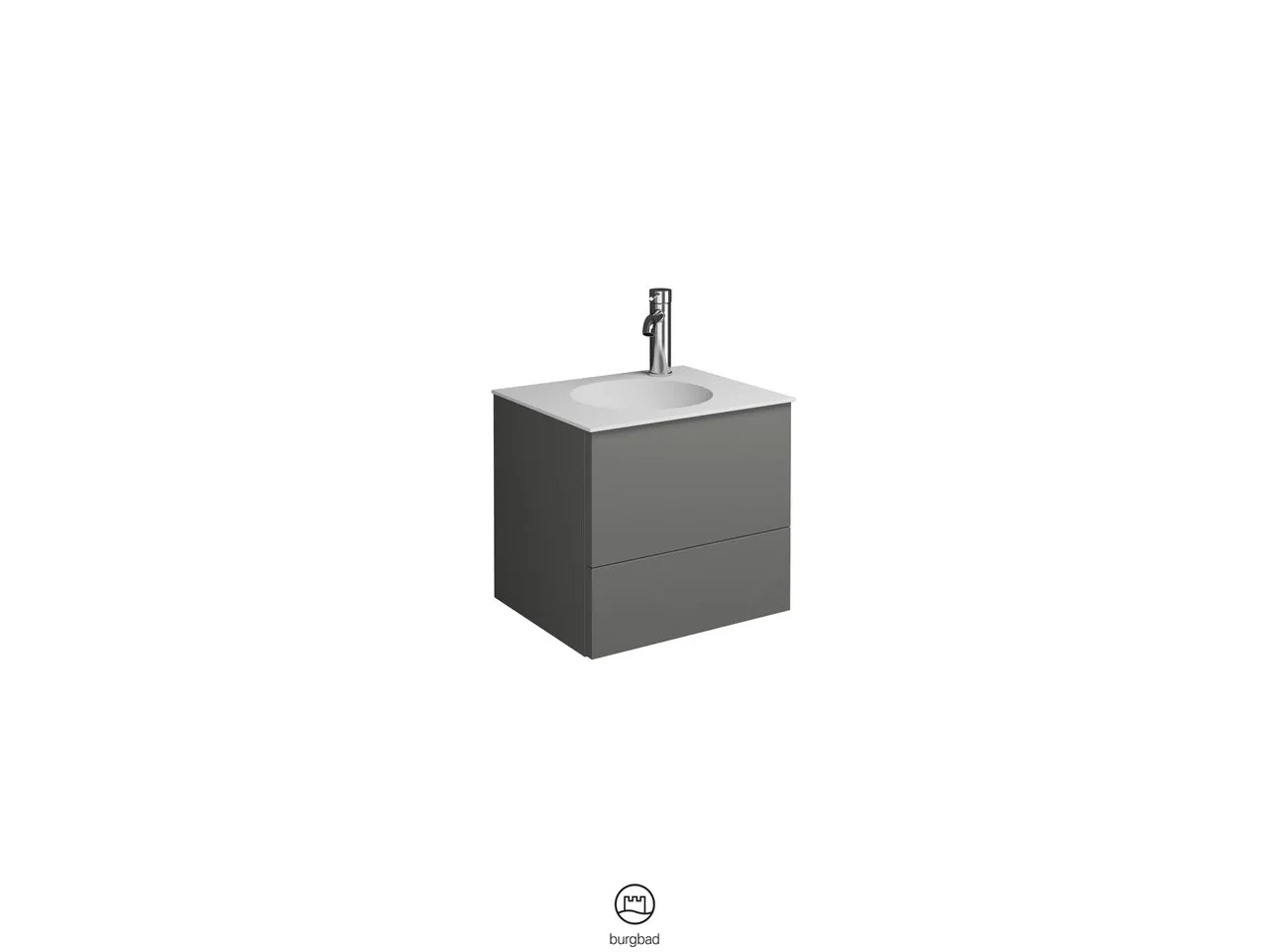 burgbad Coco Mineralguss-Waschtisch inkl. Waschtischunterschrank, 406 mm hoch, 373x450 mm, PG2