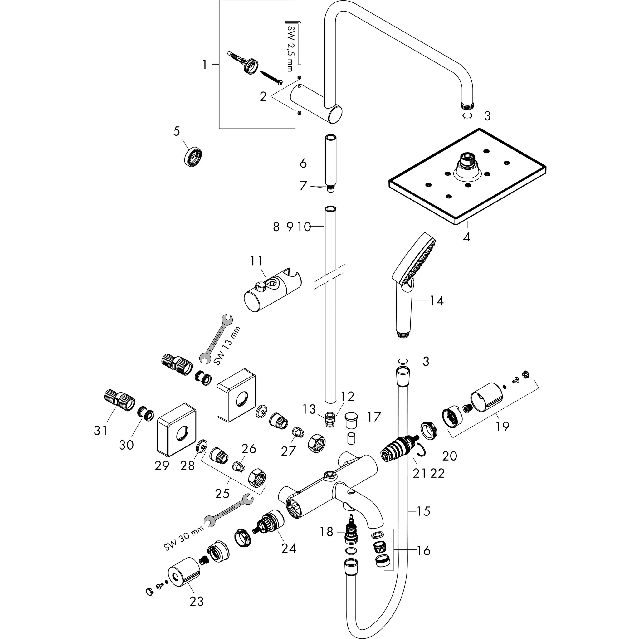 Showerpipe 230 1jet Vernis Shape EcoSmart chrom mit Wannenthermostat Showerpipe 230 1jet Vernis Shape EcoSmart chrom mit Wannenthermostat