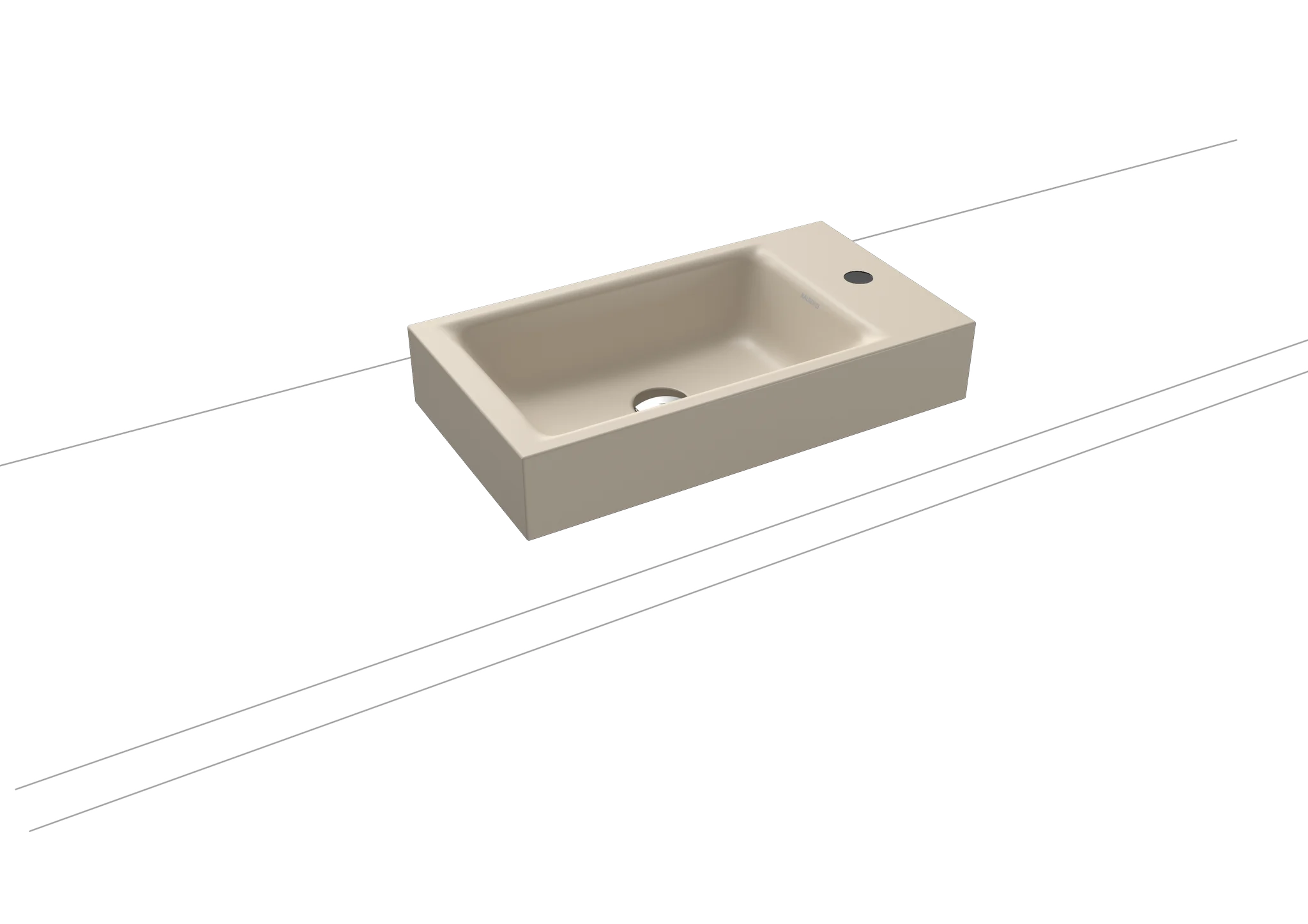 Kaldewei PURO Aufsatz-Handwaschtisch, warm beige, 550 x 300 mm, Randhöhe 100 mm, ohne Überlauf, mit 1er Hahnlochbohrung