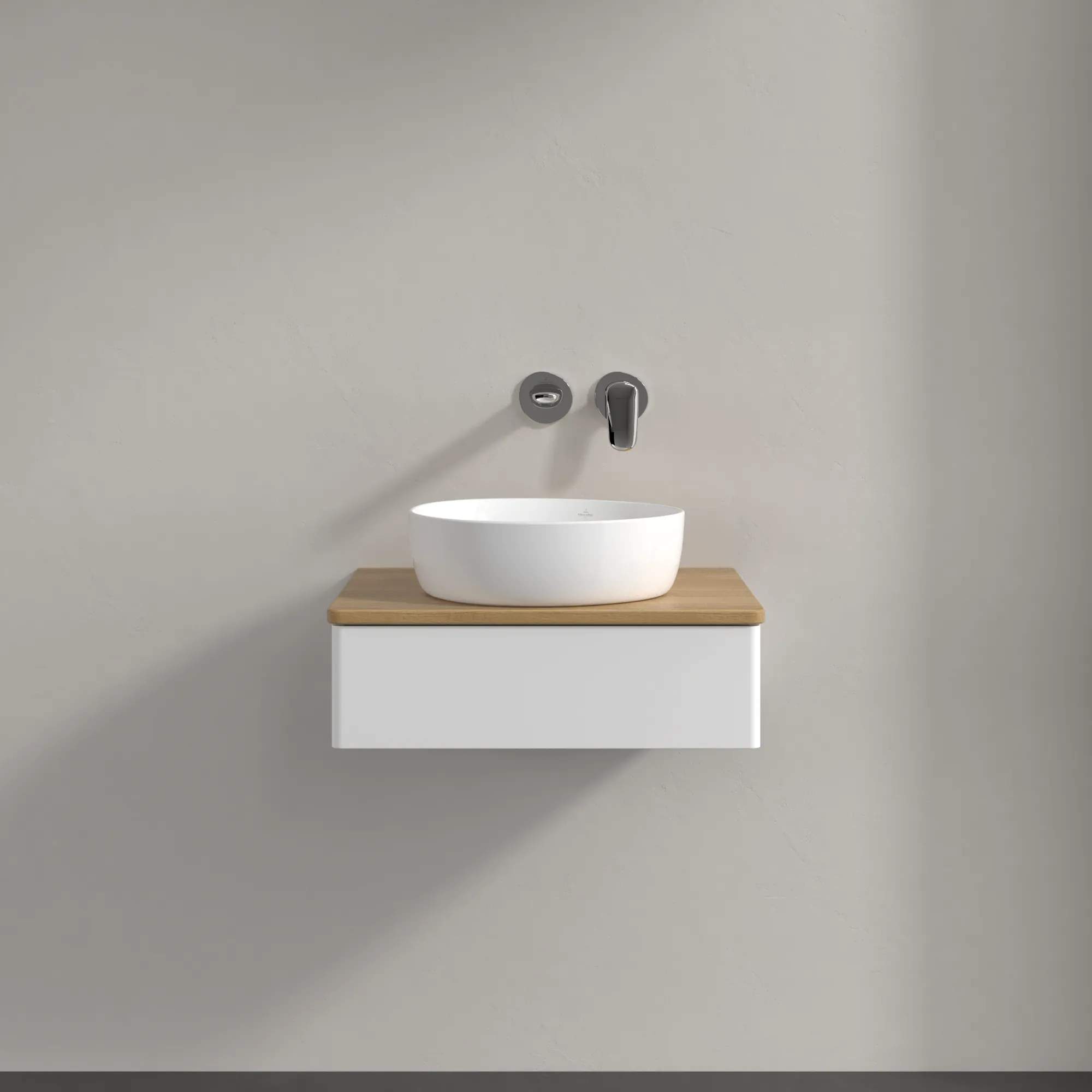 Villeroy & Boch Waschbeckenunterschrank Antao K07_1, 600x190x500 mm, White Matt Lacquer, Massivholz Abdeckplatte, SoftClosing, Push-to-open Villeroy & Boch Waschbeckenunterschrank Antao K07_1, 600x190x500 mm, White Matt Lacquer, Massivholz Abdeckplatte, SoftClosing, Push-to-open