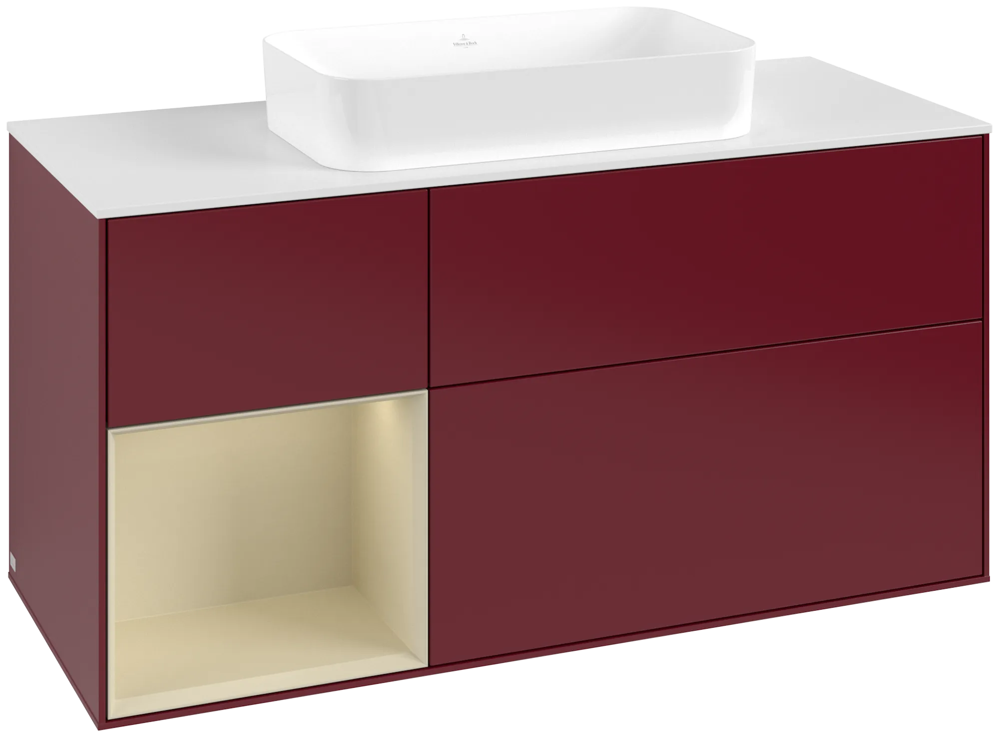 Villeroy & Boch Waschtischunterschrank „Finion“ für Schrankwaschtisch 120 × 60,3 × 50,1 cm 3 Schubladen, für Waschtischposition mittig, inkl. Beleuchtung mittig