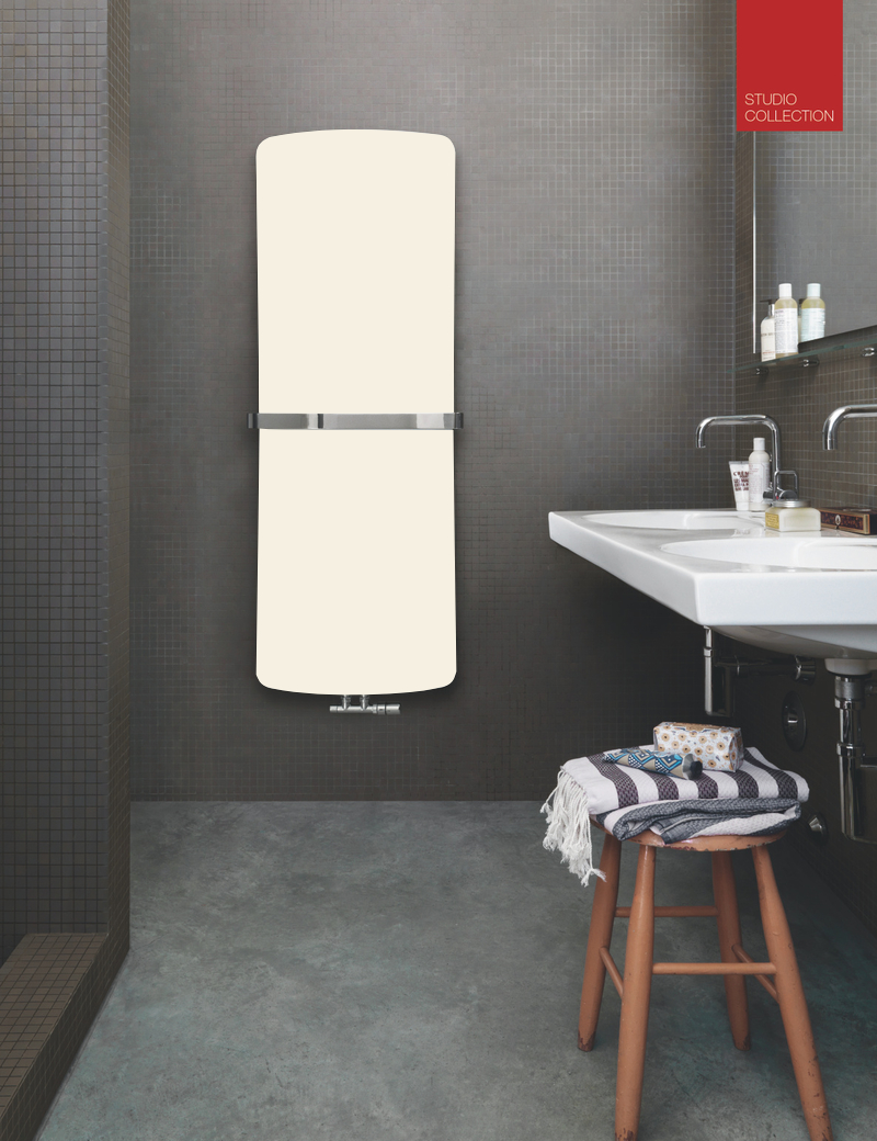 Zehnder Design-Heizkörper „Folio Belt“ für Warmwasser-Zentralheizung mit 50 mm-Mittelanschluss 43 × 115,6 cm in Cream (RAL 9001, glänzend)