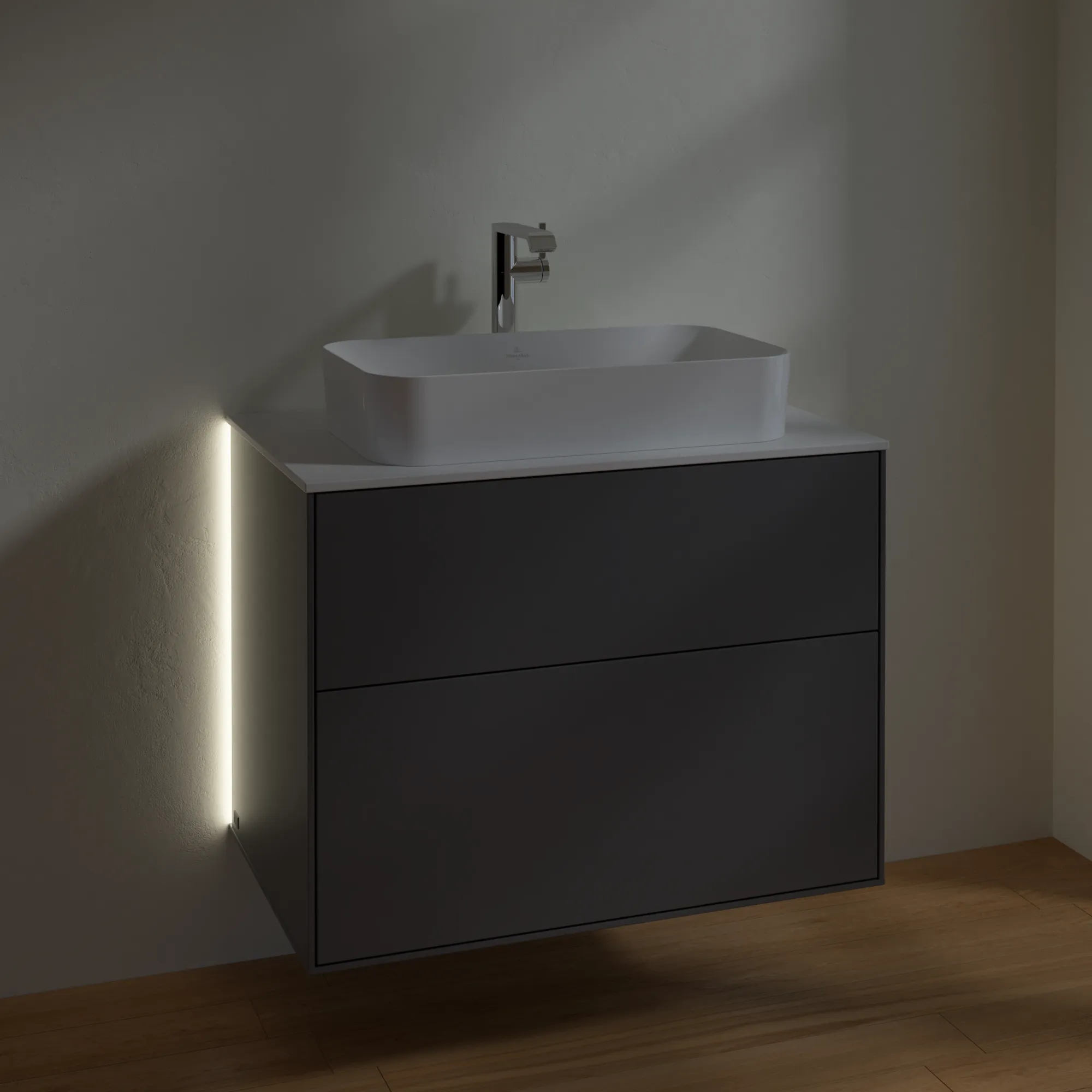 Villeroy & Boch Waschbeckenunterschrank Finion G22100 Anthracite Matt Lacquer, 800x603x501 mm, mit Beleuchtung und Push-to-open Funktion Villeroy & Boch Waschbeckenunterschrank Finion G22100 Anthracite Matt Lacquer, 800x603x501 mm, mit Beleuchtung und Push-to-open Funktion