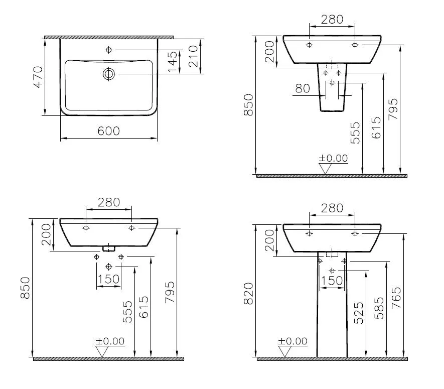 VitrA Integra Waschtisch 60 x 47 cm eckig mit Überlauf Weiß Hochglanz VitrA Integra Waschtisch 60 x 47 cm eckig mit Überlauf Weiß Hochglanz
