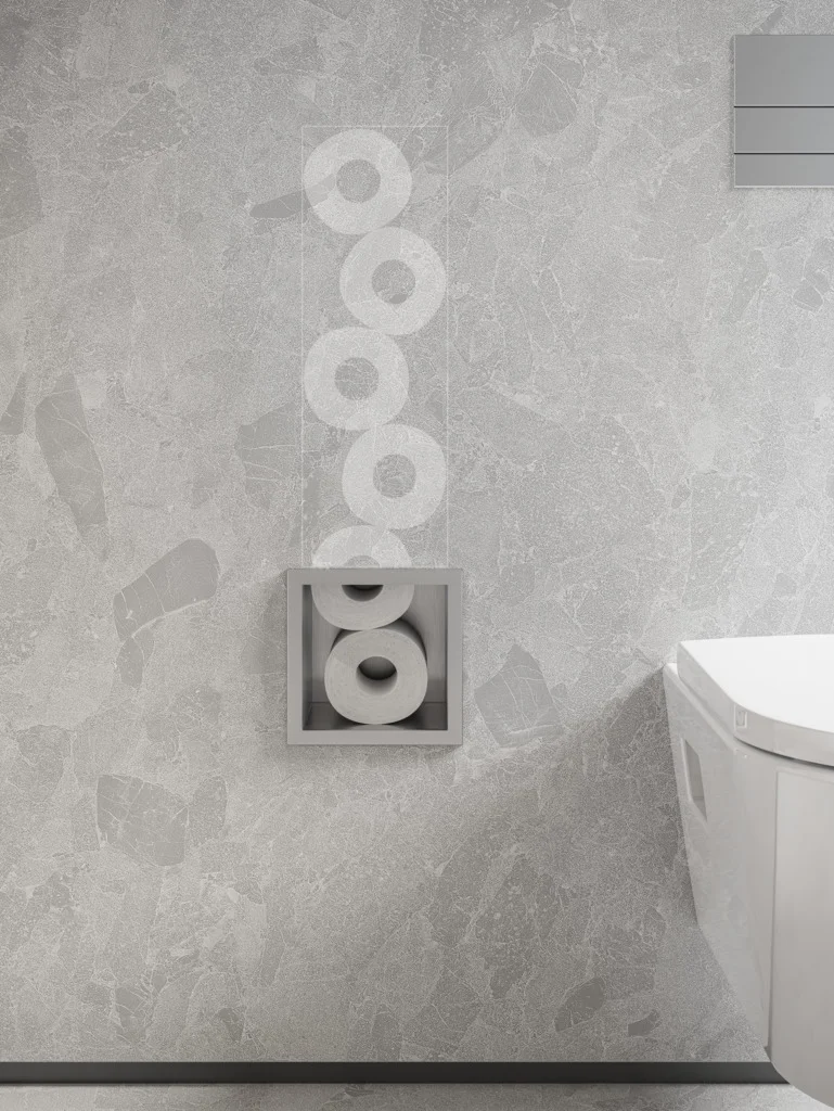Hansgrohe XtraStoris Original Einbau Toilettenpapierhalter mit Vorratsbehälter für 6 Rollen, Edelstahl gebürstet