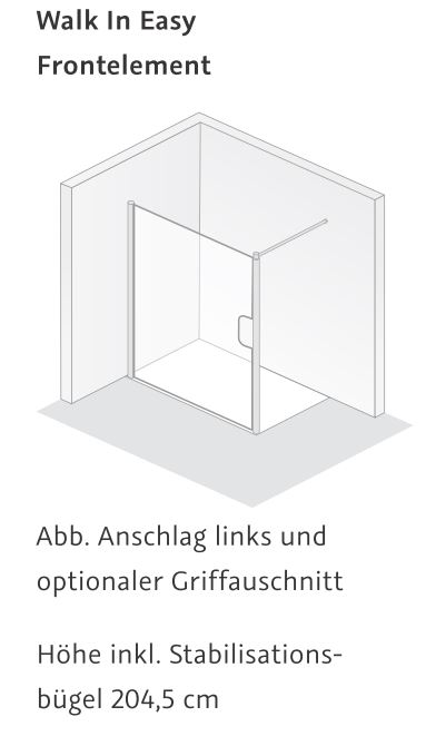 HSK Walk-In-Duschkabine Frontelement „Easy“ Glas Linea 02, Profile Pergamon, Sondergröße HSK Walk-In-Duschkabine Frontelement „Easy“ Glas Linea 02, Profile Pergamon, Sondergröße
