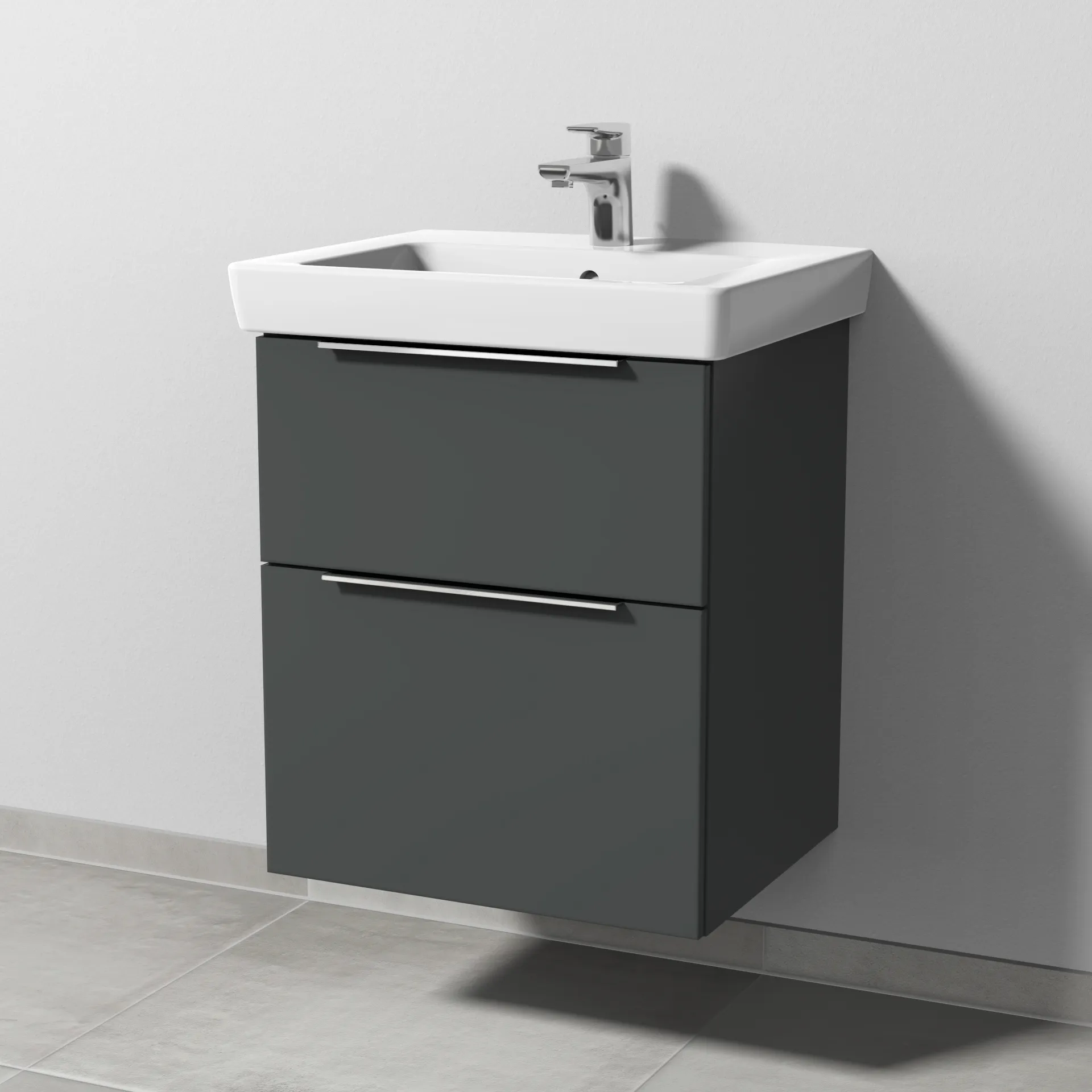 Sanipa Waschtischunterschrank „3way“ passend zu Keramik-Waschtische Subway 2.0 von Villeroy & Boch 500 × 593 × 417 mm in Anthrazit (matt), Becken