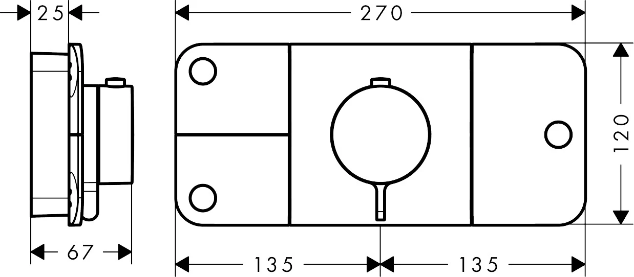 Thermostat UP Axor One Fertigset 3 Verbraucher chrom