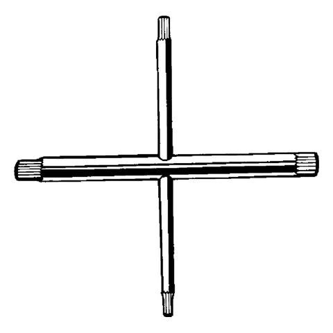 Kreuz-Riefenschlüssel 19053, Ø 8 x Ø 9 x Ø 13 x Ø 15, zur Demontage/Montage von Ventilsitzen Kreuz-Riefenschlüssel 19053, Ø 8 x Ø 9 x Ø 13 x Ø 15, zur Demontage/Montage von Ventilsitzen