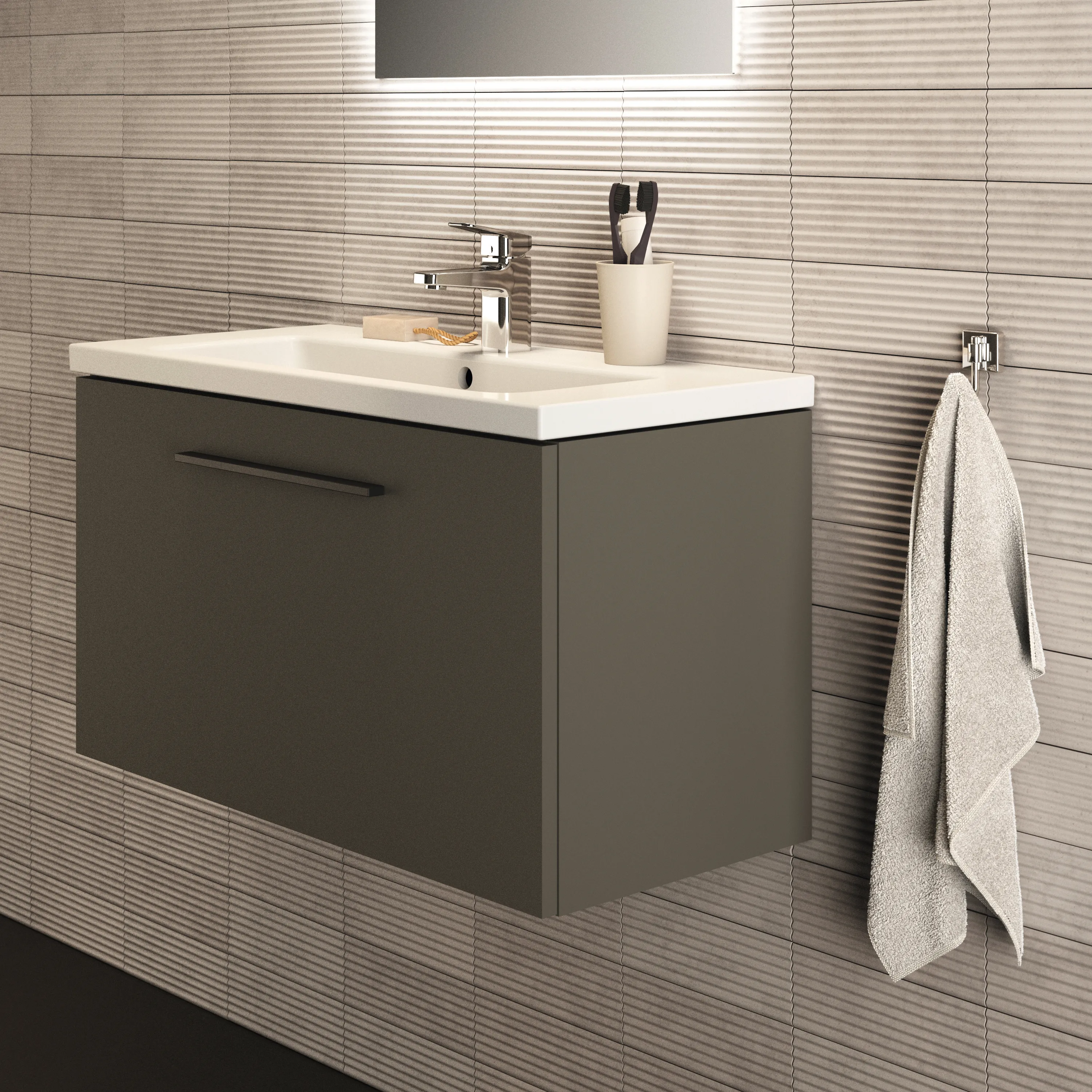 Ideal Standard Waschtischunterschrank „i.lifeS“ 80 × 44 × 37,5 cm Quarzgrau matt